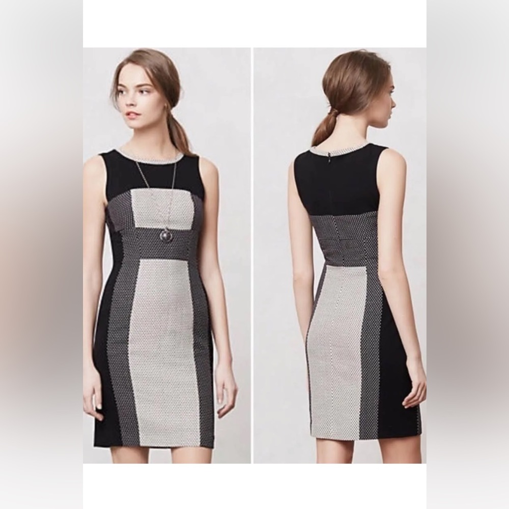 NWOT Yoana Baraschi Black Polka Dot Accent Sleeveless Sheath Dress.